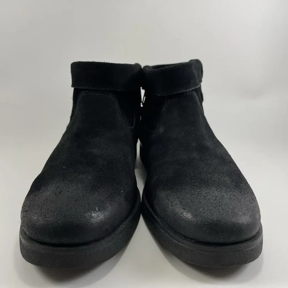 UGG Josefene Cuff Boot Black Suede Short Ankle Womens Size 10 Booties Slip On